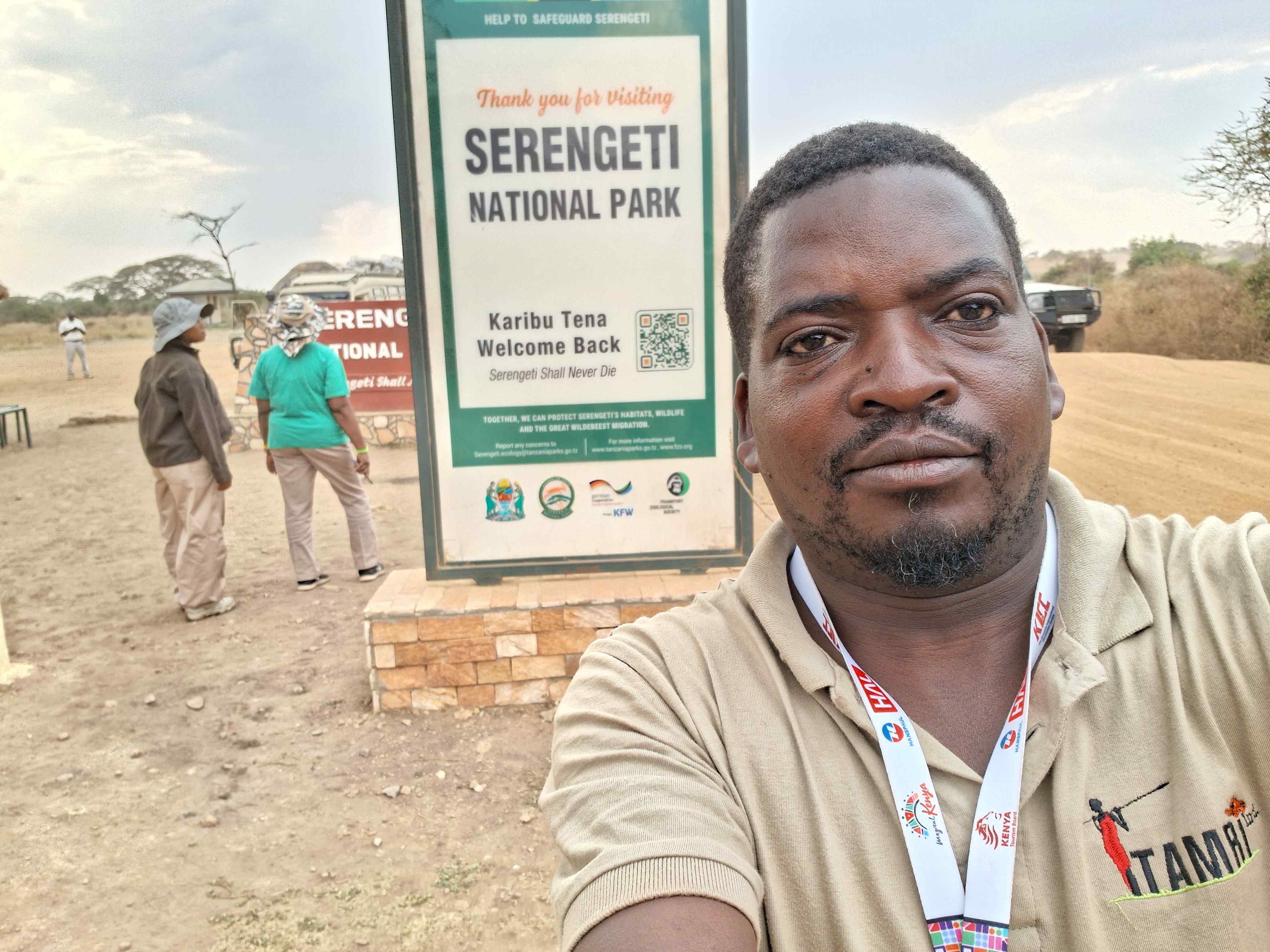 Tamri International guide at the Serengeti National Park entrance